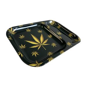 Metal Rolling Tray Gold Leaves 18L